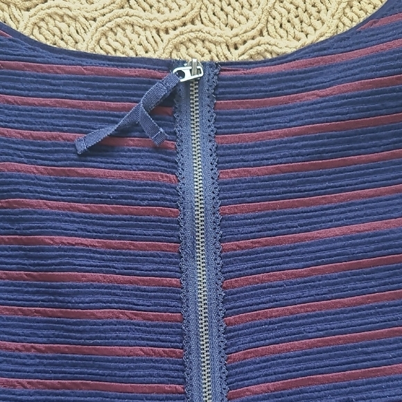 Anthro Maeve 'Brenna' Blue and Red Striped Ponte Skater Dress - Size 2 - Picture 5 of 8